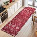 jinchan Christmas Runner Rug 3x10 Hallway Snowflake Runner Modern Kitchen Washable Non Slip Xmas Red Geometric Accent Rug Soft Thin Carpet for Bedroom Bathroom Laundry Room Living Room