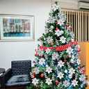 Sggvecsy 30 Pcs 3 Styles Christmas Glitter Poinsettia Flowers Artificial Berry Picks Christmas Tree Ornaments Artificial Christmas Flowers with Clips for Xmas Wreath Wedding Floral Decorations(Silver)