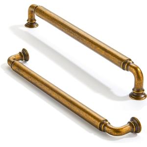 2 Pack 8 inch(203mm) Center to Center Antique Brass Cabinet Pulls Solid Cabinet Hardware Heavy-Duty Drawer Handles Kitchen Cabinet Pulls Drawer Kitchen Cabinet Hardware