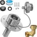 All Metal RV City Water Inlet with Check Valve, 90 Solid Brass Hose Elbow, 3/4" GHT Quick Hose Connector Stainless Steel Inlet Replacement Water Fill Inlet, for RV Camper Motorhome Trailer Marine