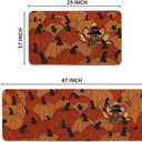 Artoid Mode Turkey Pumpkins Thanksgiving Kitchen Mats Set of 2, Home Decor Low-Profile Kitchen Rugs for Floor - 17x29 and 17x47 Inch