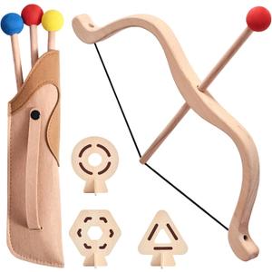 let's make Kids Bow and Arrow Wooden Archery Toy Set for Kids Ages 3+ Bow and Arrow Set Includes 3 Arrows 3 Targets Quiver Indoor and Outdoor Toys for Children Boys Girls