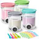 4 Pack Creami Swirl Pints & Lids for Ninja, Compatible with NC700 Series Ninja Swirl Ice Cream & Soft Serve Makers, with 4 Spoons & 64 Writable Labels, BPA-Free & Dishwasher Safe, Assorted Colors