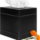 Autumn Alley Farmhouse Black Metal Tissue Box Cover Industrial Galvanized Heavy Guage Metal Tissue Box Holder Modern Style Decor Matte Black Bathroom Accessories Easy Refills