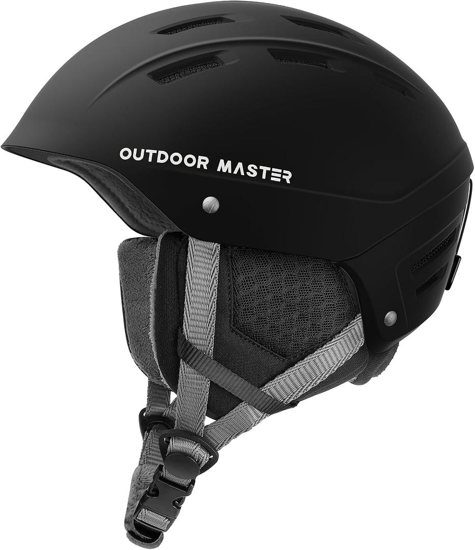 OutdoorMaster Kelvin II Ski Helmet - Snow Sport Helmet Snowboard Helmet for Men Women & Youth (Small, Matte Black)