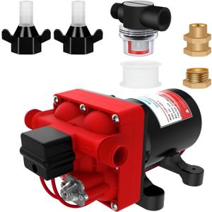 42 Series 12V 5.5GPM 55PSI Diaphragm Pump with Bypass for Reduced Cycling Fresh and Salt Water, Self Priming, Marine, RV, Off-Grid, and Caravan