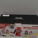 Geedel Rotary Cheese Grater Cheese Shredder - Upgraded 5-in-1 Cheese Grater with Handle and Strong Suction Base, Multi-purpose Vegetable Slicer Ice Shaver Nuts Grinder for Ice, Vegetables, Fruit, Nuts (Grey White)