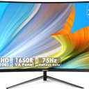 27-inch FHD(1920 x 1080) Monitor Curved, VA Panel, 75Hz, HDMI/VGA, Low Blue Light, Flicker-Free, 3-Side Frameless, VESA Mount, Slim Metal Stand, for Home Office Use, Black