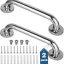 Pack of 2 Shower Grab Bar, Stainless Steel Bathroom Grab Bar, Shower Handle Bath Handle, Safety Bars for Shower Chair Bench, Grab Bars Senior, Elderly, Handicap (12 Inch) (Silver)