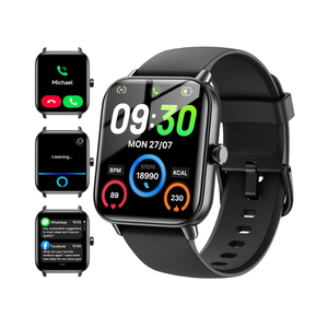Smart Watches for Men Women Android & iPhone, Alexa Built-in, 1.85" Fitness Tracker with Answer/Make Calls, IP68 Waterproof Fitness Watch,Heart Rate, Sleep, SpO2 Monitor,Pedometer, Black