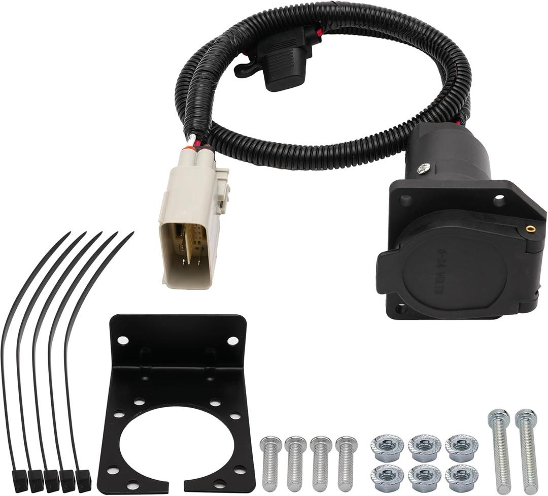 7 Way RV Trailer Hitch Tow Jumper Wiring Receptacle Plug Adapter Harness Kit for Tesla Model Y 2020-2022 16 PIN Connector 1534249-00-A-003