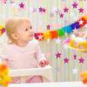 9 x Patelai Glitter Star Garland Banner 2026 Graduation Decor 130 Feet Star Hanging Banner Twinkle Backdrop for Party Birthday Classroom Wedding Supplies(Pink, Rose Red, White)