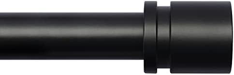 Byondeth Curtain Rods for Windows 16 to 144 Inches Adjustable Length 1 Inch Diameter Window Curtain Rod with Aluminium Finials, Black