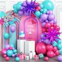 Hot Pink and Teal Blue Balloon Arch Garland Kit, Purple Rose Red Teal Blue Hot Pink Turquoise Party Balloons for Birthday Baby Shower Wedding Anniversary Party Decorations Supplies (Pink-purple-blue)