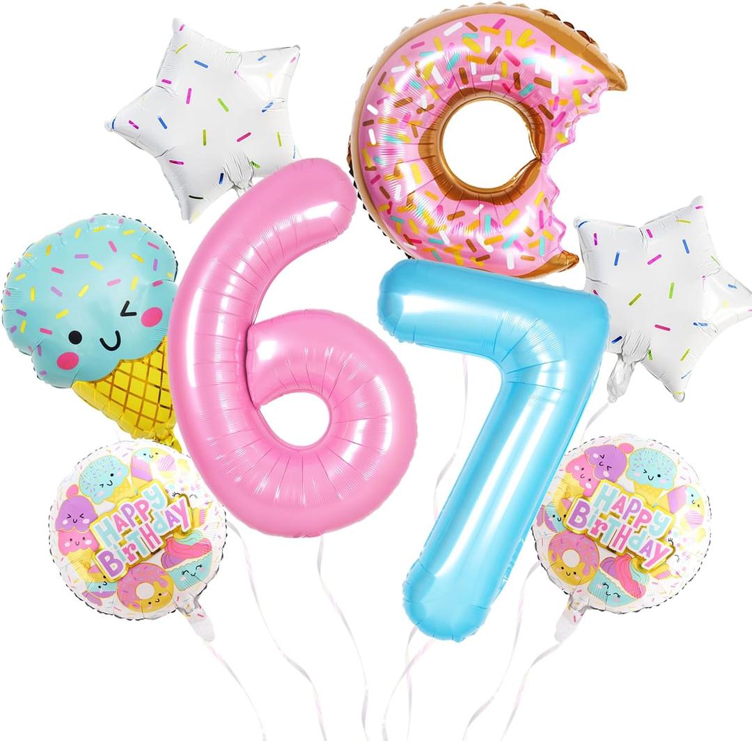 40 inch Large I Was 6 Now Im 7 Birthday Decorations for Girls 6 7 Birthday, 6 7 Balloons 6/7 Birthday Party Decoration Girl 6-7 Theme Birthday Decor for 6 7 Year Old Girl Six Seven Birthay