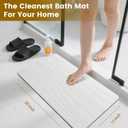 Extra Large Stone Bath Mat, 30'' x 17'' Diatomaceous Earth Non-Slip Stone Shower Mat, Super Absorbent Diatomite Stone Mats for Bathroom White XL Flow