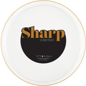 PLASTICPRO 30 Clear with Gold Rim Plastic Plates 5.5 inch High Edge Elegant Heavyweight Plastic Disposable Dinner Plates Fancy Party Plates