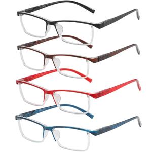 Przene Reading Glasses for Men Women Blue Light Blocking Readers Spring Hinges Lightweight Style Pack