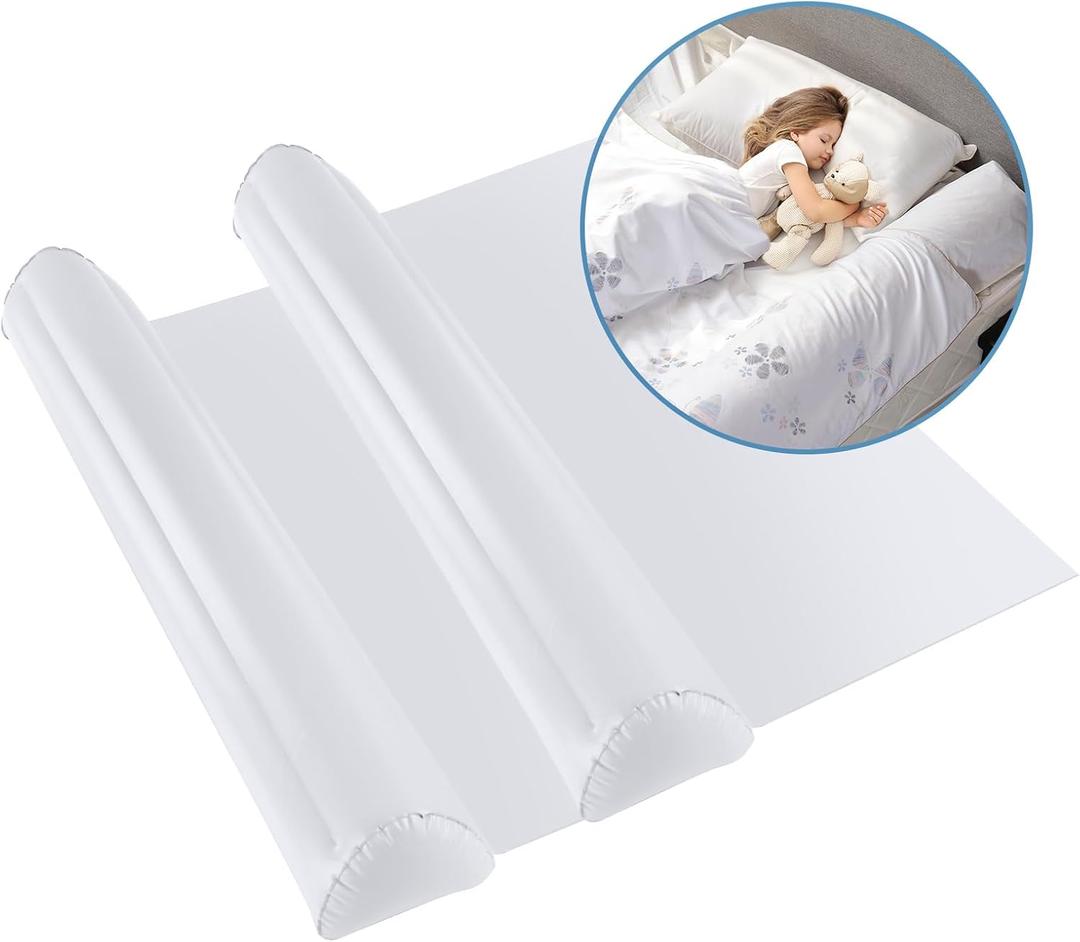 Lilian&Gema [2-Pack] Inflatable Bed Rails for Toddlers Travel Bed Bumper for King, Queen, Twin, Full-Size Bed Non-Slip Soft Flocking Portable Beds Rails for Hotel, Travel, Home