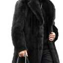 FTIMILD Men's Long Faux Fur Coat Single Breasted Warm Winter Trench Coat Fluffy Thick Overcoat S
