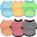 Geyoga 5 Pieces Dog Striped T-Shirt Cotton Breathable Pet Apparel Colorful Puppy Sweatshirt Clothes for Small to Medium Dogs Puppy(L)
