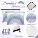 Chunful 10 Pieces Inspirational Canvas Makeup Bags for Women Graduation Gift Rainbow Canvas Cosmetic Bags Bulk with Zipper Friendship Gift Travel Toiletry Pouch(Blue Rainbow)