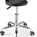 Swivel Rolling Stool with Wheels Height Adjustable Stool Chair Drafting Chair with Backrest Stable Base Foot Black