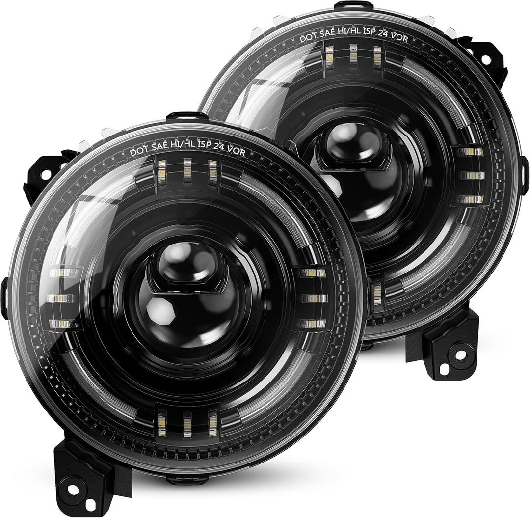 SUPAREE DOT Round LED Headlights with DRL and Hi/Lo Beam, 1000% Brighter 9 Inch HeadLight Assembly, Dual Beam Lens Anti-glare Headlight for 2018+ Jeep Wrangler JL JLU 2020+ Jeep Gladiator JT, 2Pcs