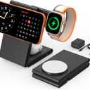 New Travel Foldable 3 in 1 Wireless Charging Station for Apple Magsafe Charger Stand,Fast Magnetic Wireless Charger Station for iPhone 17 Air 16 15 14 13 12 Series,Airpods Pro,Apple Watch Ultra