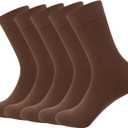 SERISIMPLE Viscose Bamboo Dress Men Sock Thin Soft Crew Anti Odor Lightweight Sock Breathable Comfort Cool soft Sock 5 Pairs (X-Large, Brown)