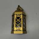 Mini Lantern with Flickering LED Candles for Halloween, LLQ (8Pack-5Inch) Vintage Decorative Candle Lanterns for Christmas Wedding Party Baby Shower Table Centerpiece, Xmas Tree Hanging Ornaments (Brushed Brass), 8 Pcs