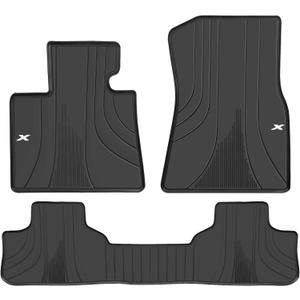 Car Floor Mats Custom Fit for BMW X6 (G06) 2020-2025 2026 Black White Rubber Auto Liner Mats All Weather Protection Heavy Duty Odorless