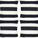 4 Pack Waterproof Pillow Covers Outdoor Throw Pillowcases Decorative Garden Cushion Case for Home Garden Patio Couch Balcony Striped (18 * 18 inch, Black & White)