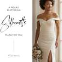 David's Bridal The Edit Studio Soft White Corset Bodice Lace Off The Shoulder A Line Wedding Dress with Side Slit, Bridal Gown with Flattering A Line Silhouette for Ceremonies and Reception - 2X