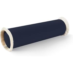 Hofdeco Premium Coastal Hampton Style Patio Outdoor Performance Bolster Pillow Cover Only, 6"x20" Water Repellent for Backyard, Couch, Dark Navy Blue Solid with Fringe