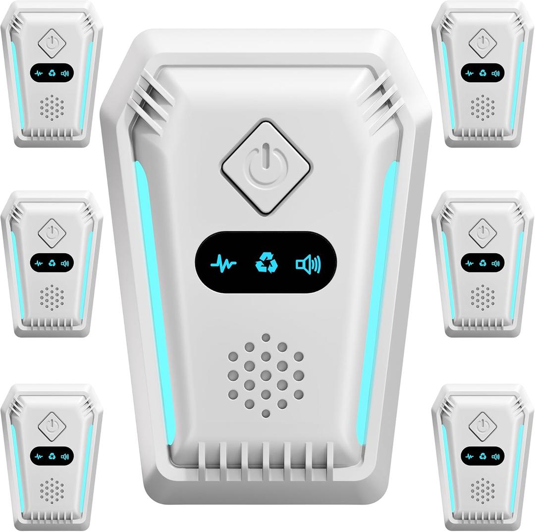 Ultrasonic Rodent & Pest Indoor Repeller - Stronger Driving Force, Repellent for Mouse, Mice, Rats, Roaches, Ants, Spiders, Bugs, Home Plug-in Device, 3 Mode Switching (6 Pack)