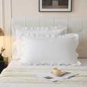 Move Over White Velvet Pillowcases White Ruffle Pillowcases King Size Solid Velvet Pillow Cover Vintage and Chic Ruffled Pillow Cases Luxury Fuzzy Pillowcase Cover Set of 2