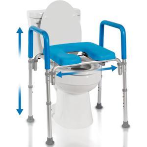 Platinum Health Original Ultimate Padded Raised Toilet Seat with Handles, Riser for Seniors with Adjusted Height & Width, FSA HSA Eligible 420lb for Elderly, Seniors, Pregnant, Fits any Toilet (Blue)