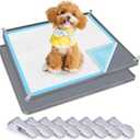 Dog Pee Pad Holder, 2 Pack Dog Potty Tray Silicone Puppy Pad Holder Tray Fits for 24" x 24" Training Pads, Puppy Potty Tray With 8 Clamps No Spill Raised Lip High Edge for Floor Protection (Dark Grey)