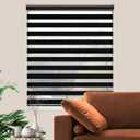 Blackout Zebra Blinds, Dual Layer Free-Stop, Room Darkening Zebra Shades, Blinds for Indoor Windows, Light Filtering Privacy Sheer Shade for Home(53" W X 72" H, Black)