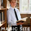 Boys Long Sleeve Button-Down Dress Shirts with Tie: 2 Fabrics (Stretch/Standard) & 2 Fits (Regular/Husky), 7