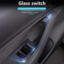 Carbon Fiber Interior Door Window Switch Panel Cover Trim Decoration Accessories for Tesla Model 3 2017-2023/Model Y 2020-2023