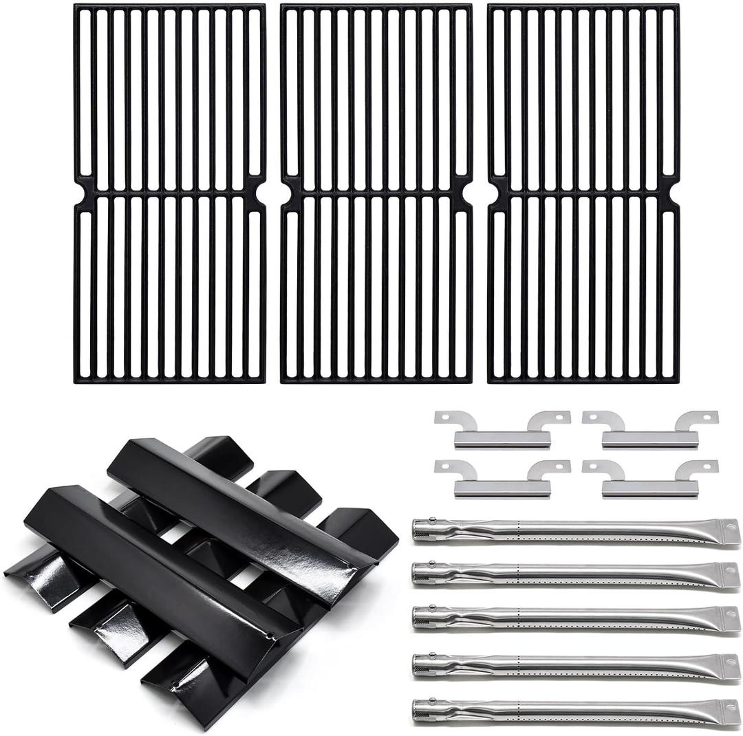 Adviace Grill Replacement Parts for Brinkmann 810-2545-W 810-9520-S, Grill Grates & Heat Plate & Burner & Crossover Tube Rebuild Kit for Brinkmann 810-2545-W 810-9520-S Grill Parts