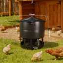 Metal Hanging Chicken Feeder No Waste, Rain-Proof Automatic Chicken Feeders, No-Spill Poultry Feeder, Rat Proof Gravity Chicken Feeder with 12 Ports for Farm & Backyard Chicken Coop
