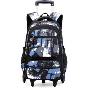 Rolling Backpack for Boys School Backpack with Wheels for Boys Wheeled Bookbags Trolley School Bags for Teens Girls, 6 Wheels
