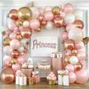 Rose Gold Pink Balloon Arch Kit, Double Stuffed Pearl White Rose Gold Metallic Light Pastel Pink Balloons Garland Kit for Birthday Bridal Shower Wedding Party Decorations