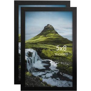 Picture Frames 5x8 Black Photo Frames without Mat for Desk or Wall Decor, Set of 2