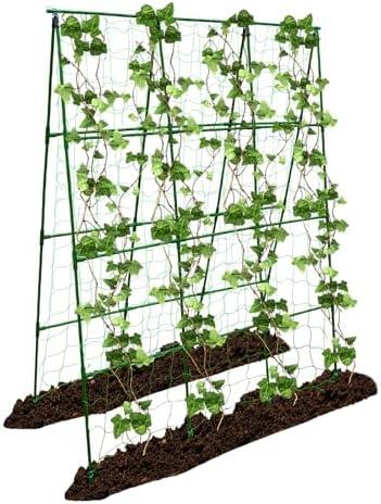 PHENEAHILL Large A-Frame Garden Trellis for Tomatoes, Cucumbers & Heavy Climbing Plants - Rust-Resistant, Heavy-Duty Steel, Perfect for Outdoor Gardens & Vertical Gardening(47" W x 63" H)