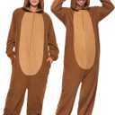 Spooktacular Creations Adult Unisex Costume,Simple Bear Hooded Jumpsuit Costume Zip-Up Hooded Sleepwear for Halloween Cosplay