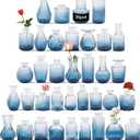Glass Bud Vases Set of 36PCS, Small Flower Vases for Wedding Centerpiece Table Decoration, Vintage Vase in Bulk for Flower Arrangements, Mini Vase for Birthday Party, Festival Home Decor, Blue